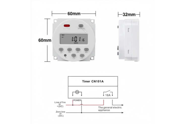 Công tắc hẹn giờ điện tử 12VDC CN1001A -12V